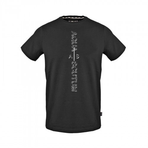 Front - Aquascutum Mens Vertical Logo Jersey T-Shirt