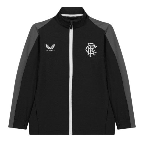 Front - Castore Childrens/Kids Rangers FC Mock Neck Relaxed Fit Track Jacket