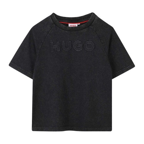 Front - Hugo Childrens/Kids Lettering Washed Raglan T-Shirt