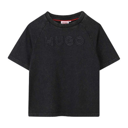 Front - Hugo Childrens/Kids Lettering Washed Raglan T-Shirt
