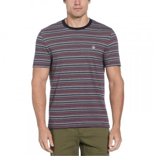 Front - Original Penguin Mens Striped Jersey Crew Neck T-Shirt