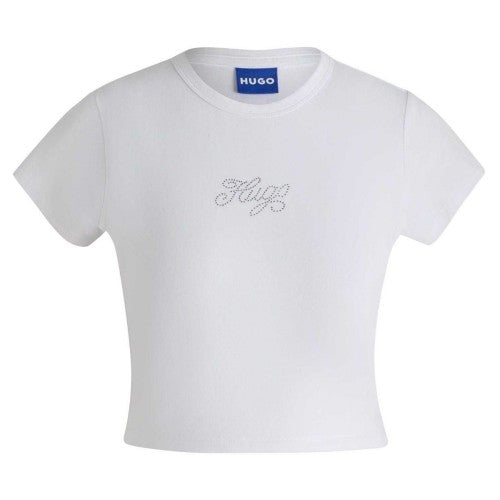 Front - Hugo Womens/Ladies Crew Neck Slim Crop T-Shirt