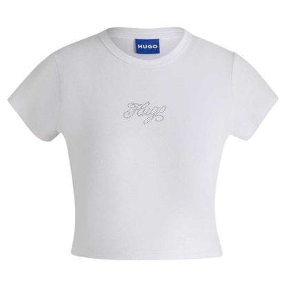 Front - Hugo Womens/Ladies Crew Neck Slim Crop T-Shirt
