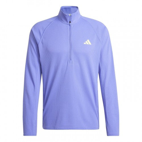 Front - Adidas Mens Adizero Quarter Zip Running T-Shirt