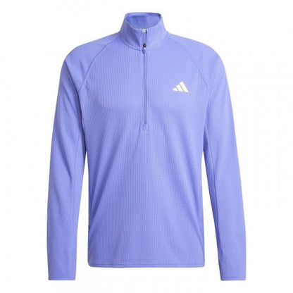 Front - Adidas Mens Adizero Quarter Zip Running T-Shirt