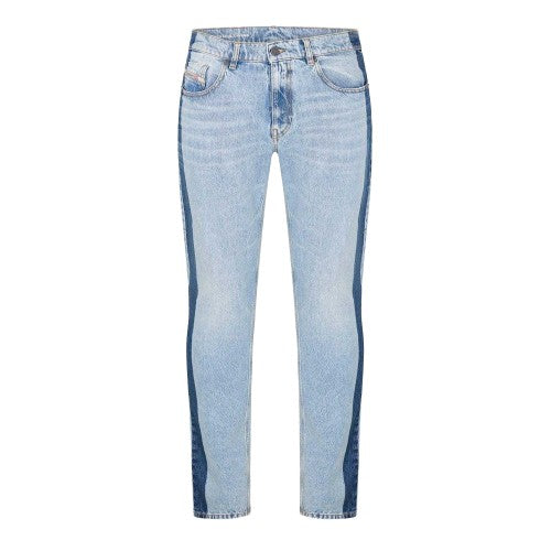 Front - Diesel Mens Denim Side Stripe 5 Pockets Straight Leg Jeans