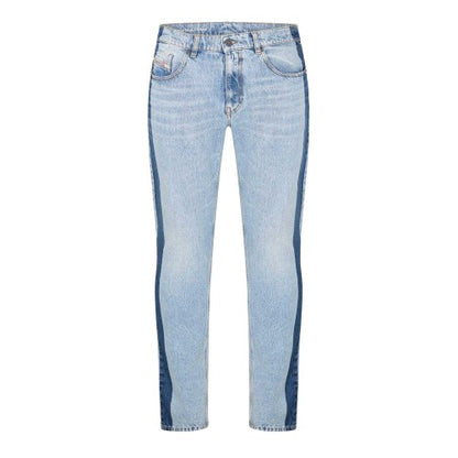 Front - Diesel Mens Denim Side Stripe 5 Pockets Straight Leg Jeans