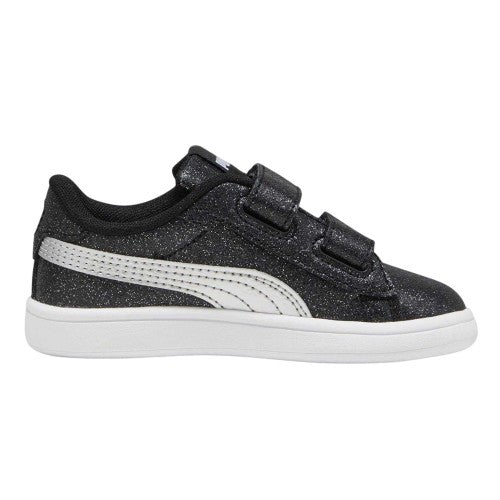 Front - Puma Baby Girls Smash 3.0 Glitter Hook and Loop Trainers