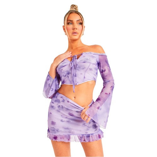 Front - Missy Empire Womens/Ladies Tie Dye Mesh Mini Skirt