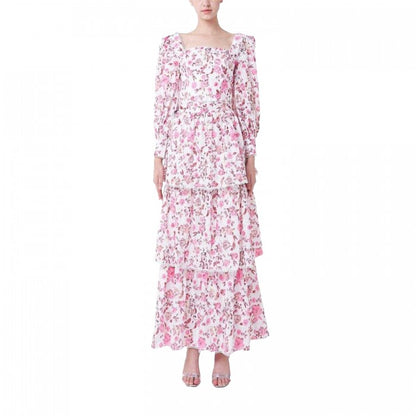 Front - Special Occasion Womens/Ladies Floral Cut Out Regular Maxi Dress