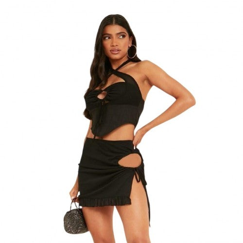 Front - Missy Empire Womens/Ladies Cut Out Mesh Mini Skirt