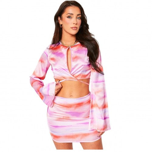 Front - Missy Empire Womens/Ladies Tie Dye Satin Mini Skirt