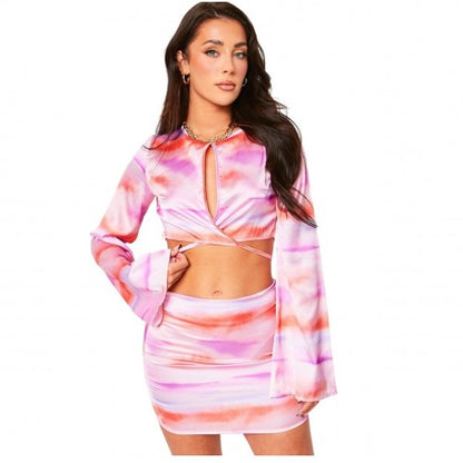 Front - Missy Empire Womens/Ladies Tie Dye Satin Mini Skirt