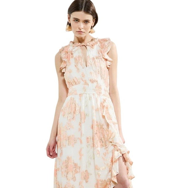 Ballet Pink - Side - French Connection Womens-Ladies Elko Keyhole Maxi Dress