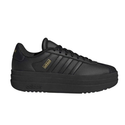 Front - Adidas Girls Court Bold 3 Stripes Leather Platform Trainers