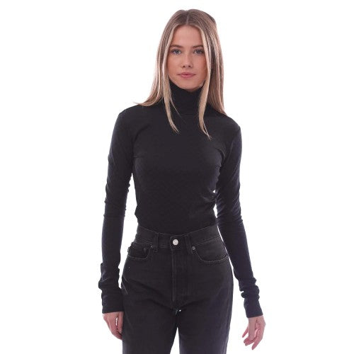 Front - Ambush Womens/Ladies Mini Monogram Knitted Turtle Neck Bodysuit