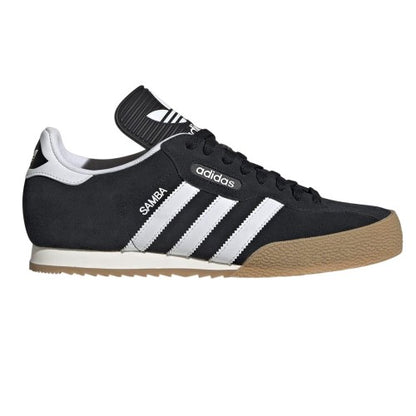 Front - Adidas Boys Samba 3 Stripes Suede Trainers