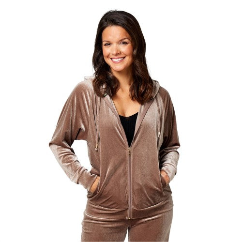 Front - Biba Womens/Ladies Velour Full Zip Hoodie