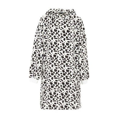 Front - Linea Womens/Ladies Leopard Print Polyester Hoodie Blanket