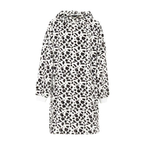 Front - Linea Womens/Ladies Leopard Print Polyester Hoodie Blanket