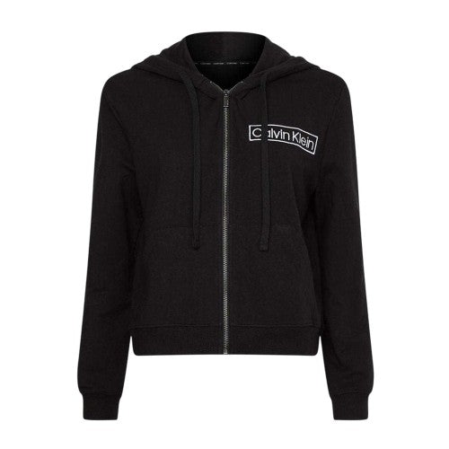 Front - Calvin Klein Womens/Ladies Logo Cotton Long-Sleeved Full Zip Hoodie