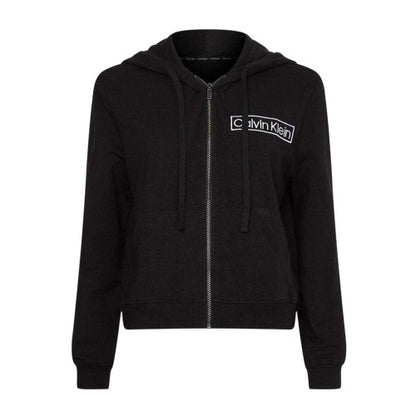 Front - Calvin Klein Womens/Ladies Logo Cotton Long-Sleeved Full Zip Hoodie