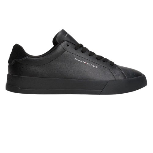 Front - Tommy Hilfiger Mens Pebble Grain Court Leather Trainers