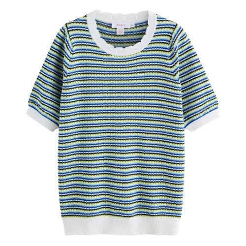 Front - Finery Womens/Ladies Stripe Scalloped Relaxed Fit Sweater Top