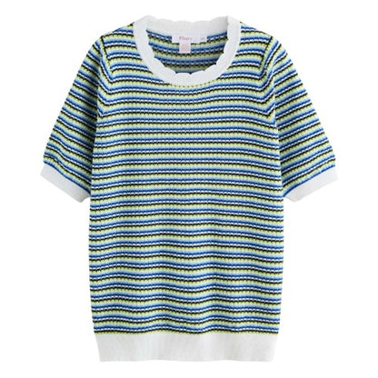 Front - Finery Womens/Ladies Stripe Scalloped Relaxed Fit Sweater Top