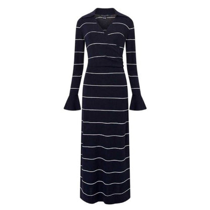 Front - French Connection Womens/Ladies Ottie Striped Knitted Knitted Bell Sleeve Maxi Dress