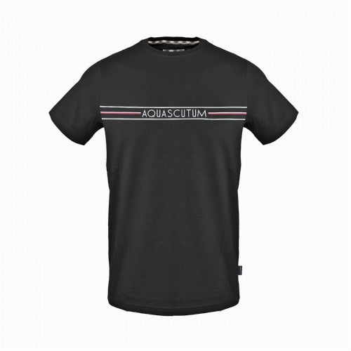 Front - Aquascutum Mens Chest Stripe Logo T-Shirt