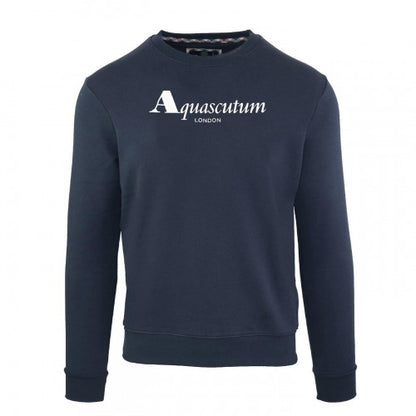 Front - Aquascutum Mens Ribbed Logo Sweatshirt