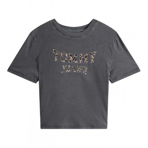 Front - Tommy Jeans Womens/Ladies Leopard Crew Neck T-Shirt