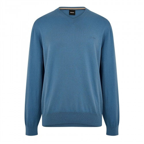 Front - Boss Mens Embroidered Logo Knitted V Neck Sweatshirt