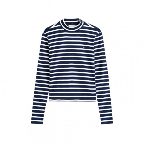 Front - Tommy Hilfiger Womens/Ladies Striped Slim Long-Sleeved T-Shirt