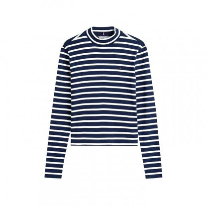Front - Tommy Hilfiger Womens/Ladies Striped Slim Long-Sleeved T-Shirt