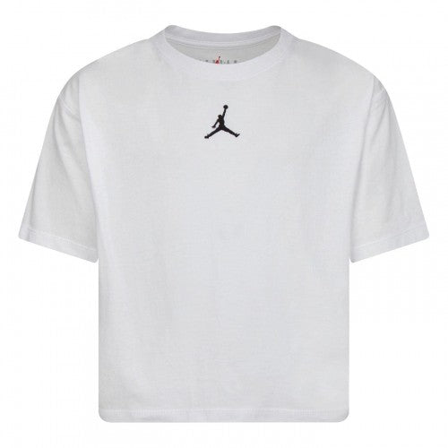 Front - Nike Girls Air Jordan Jumpman Crop T-Shirt