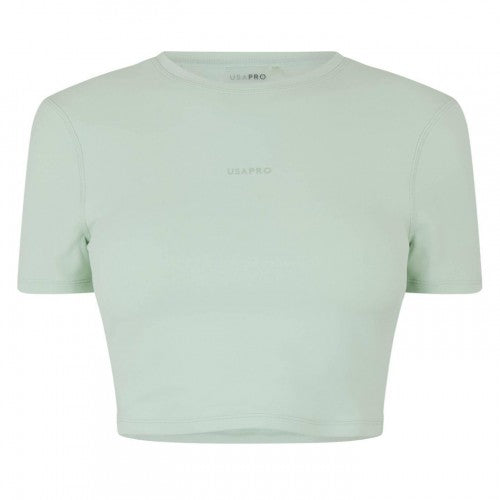 Front - USA Pro Womens/Ladies Slim Workout Crop T-Shirt