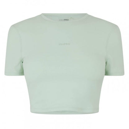 Front - USA Pro Womens/Ladies Slim Workout Crop T-Shirt