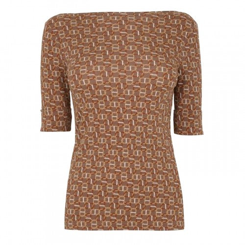 Front - Ralph Lauren Womens/Ladies Judy Chain Print Boat Neck T-Shirt