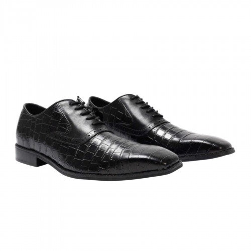 Front - Giorgio Mens Croc Full Grain Leather Oxford Shoes