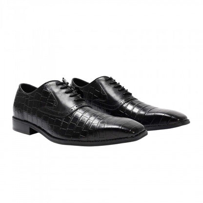 Front - Giorgio Mens Croc Full Grain Leather Oxford Shoes