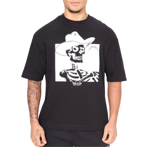 Front - Rose London Unisex Adult Skeleton Cowboy Boxy T-Shirt