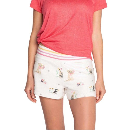Front - PJ Salvage Womens/Ladies Dog Print Lounge Shorts