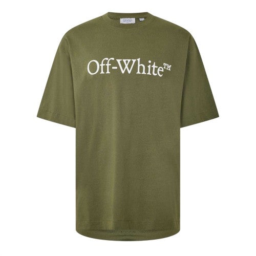Front - Off White Mens Bookish Lettering Crew Neck T-Shirt