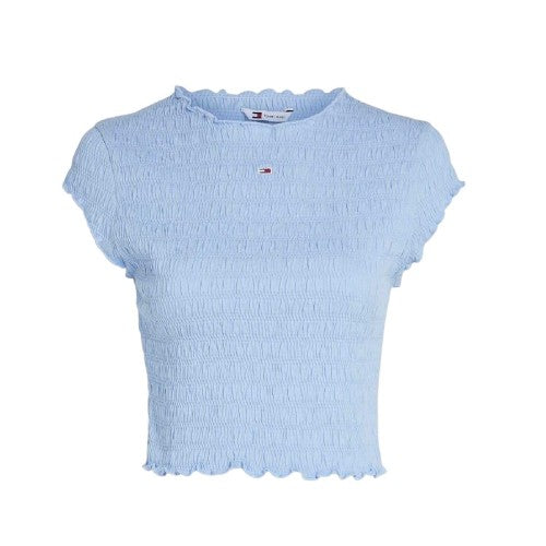 Front - Tommy Jeans Womens/Ladies Shirred Cropped Smock Top