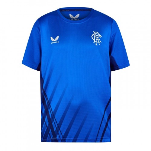 Front - Castore Childrens/Kids Rangers FC Ribbed Collar Training T-Shirt
