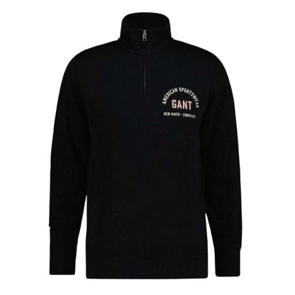 Front - Gant Mens Fleece Quarter Zip Sweatshirt