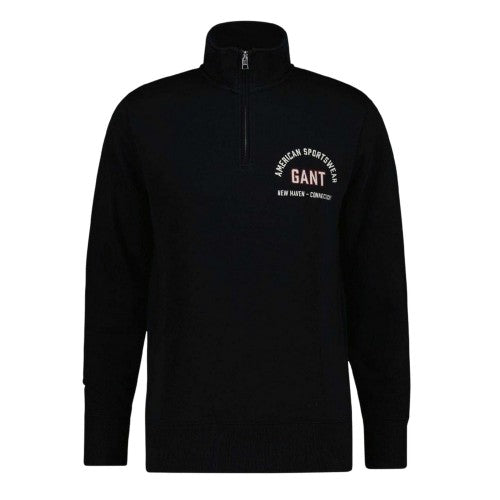 Front - Gant Mens Fleece Quarter Zip Sweatshirt
