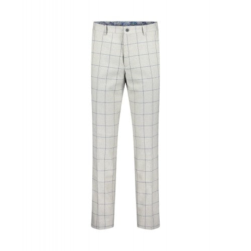 Front - Guide London Mens Italian Cotton Wool Checked Trousers